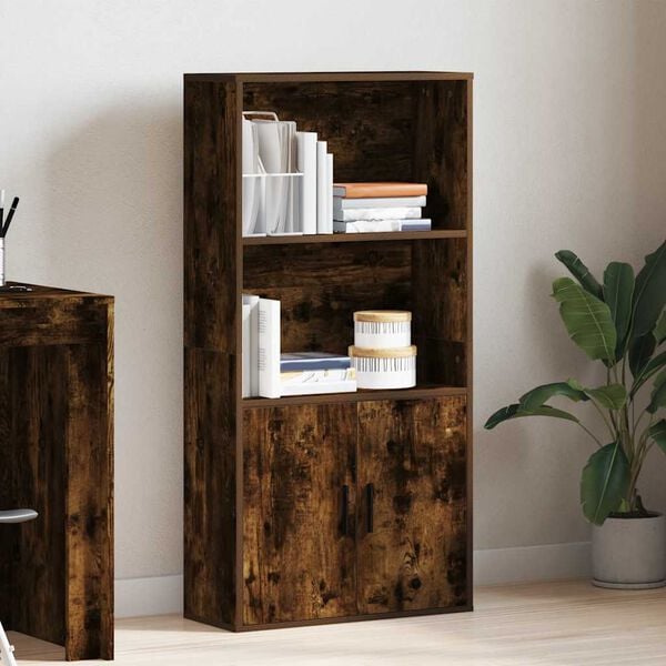 vidaXL Bookcase Smoked Oak Engineered Wood Compact Bookcase