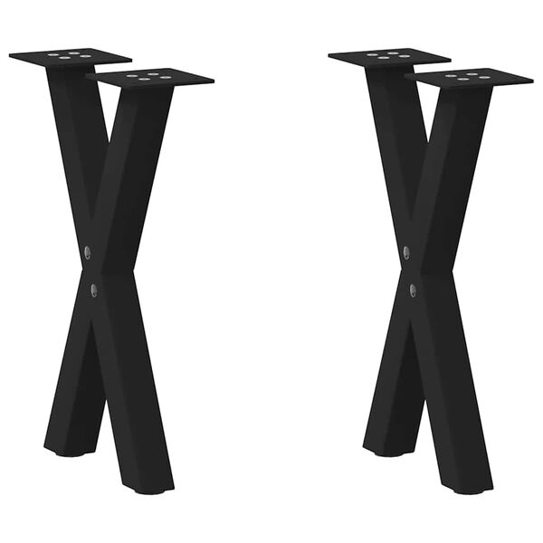 vidaXL Coffee Table Leg Set of 2 Black Powder-Coated Steel Standard
