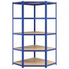 vidaXL 5-Layer Corner Shelf Blue Steel&Engineered Wood