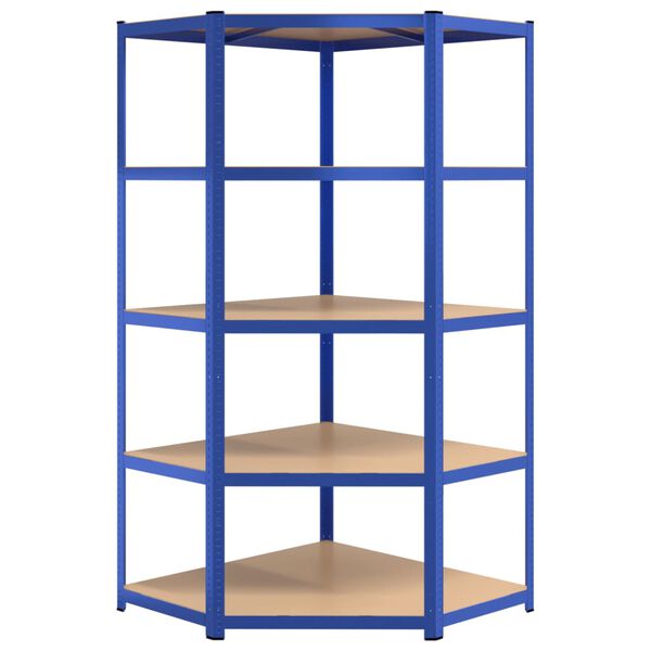 vidaXL 5-Layer Corner Shelf Blue Steel&Engineered Wood