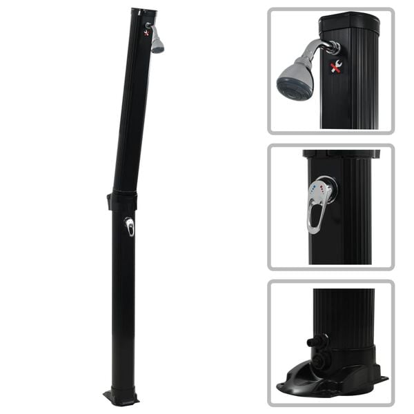 vidaXL Solar Shower Black UV-resistant PVC Large Foldable