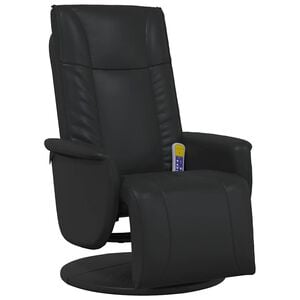 vidaXL Massage Recliner Chair Black Faux leather, metal, plywood Standard