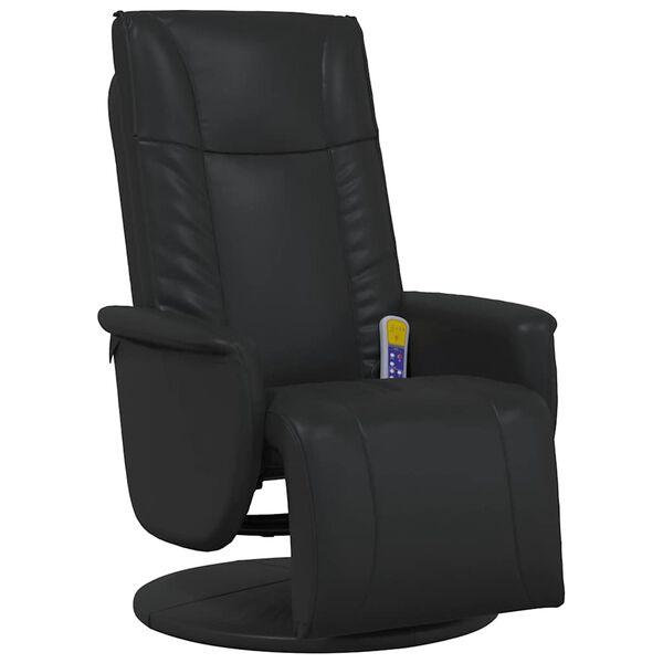 vidaXL Massage Recliner Chair Black Faux leather, metal, plywood Standard