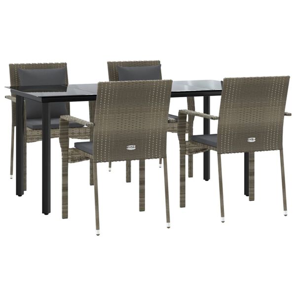 vidaXL Garden Dining Set Black and Grey