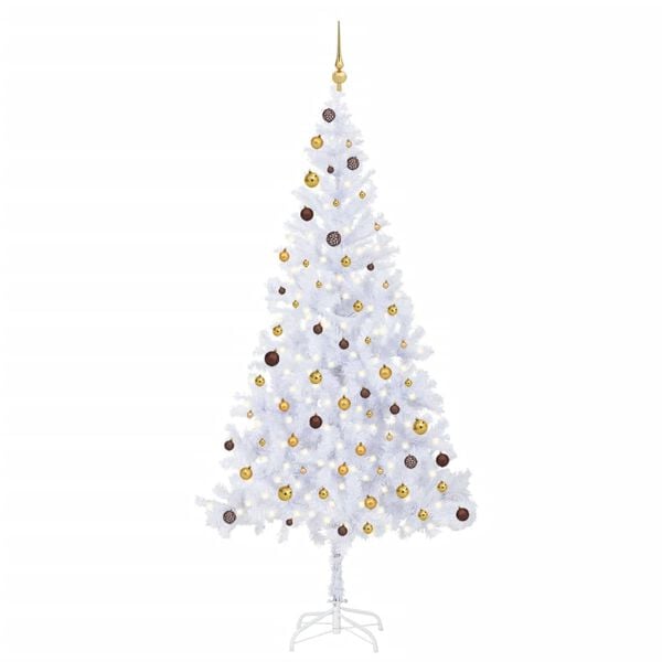 vidaXL Artificial Pre-lit Christmas Tree with Ball Set 82.7" 910 Branches