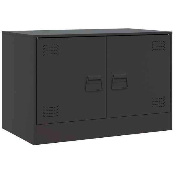 vidaXL TV Cabinet Black Cold-rolled steel 26.4x15.4x17.3 in TV Cabinet