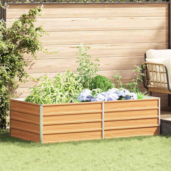 vidaXL Garden Raised Bed Silver Galvanized Steel Large Garden Raised Bed