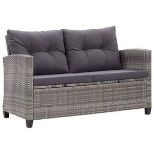 vidaXL Garden Sofa Mixed Grey Poly Rattan, Powder-Coated Steel, Polyester