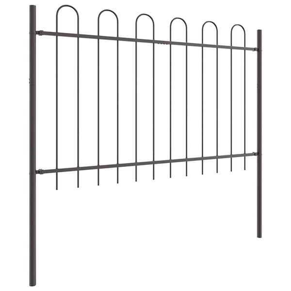 vidaXL Garden Fence 2 pcs Grey 11.15 x 3.94 ft Powder-coated Steel