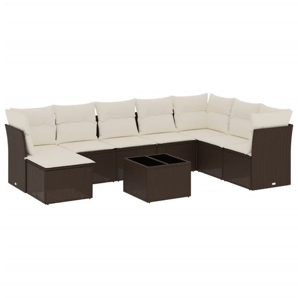 vidaXL Garden Sofa Set Brown, Cream White