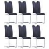 vidaXL Dining Chair Set of 6 Black Faux leather and chrome-plated steel