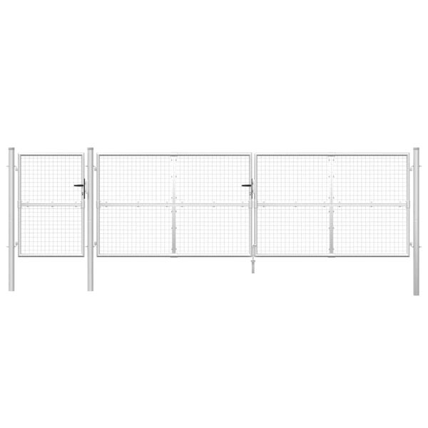 vidaXL Mesh Garden Gate Silver 196.9x49.2" Galvanised Steel