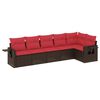 vidaXL 6 Piece Garden Sofa Set with Cushions Brown Poly Rattan