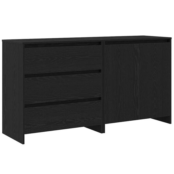 vidaXL Sideboard 2 pcs Black 27.56 x 16.14 x 29.53 in Engineered Wood