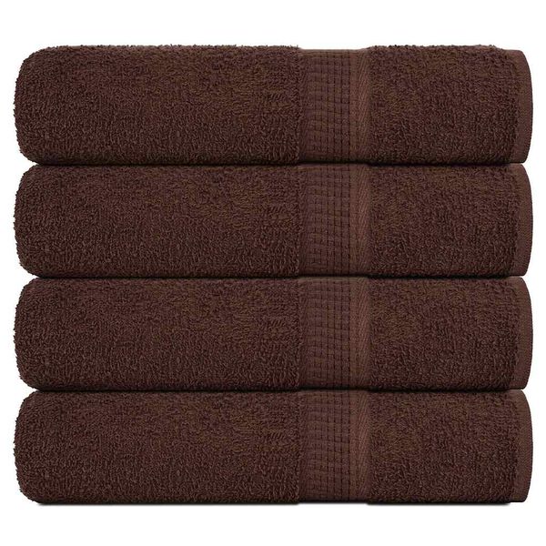 vidaXL Bath Towel Set of 4 Brown 100% Cotton Large Bath Towel