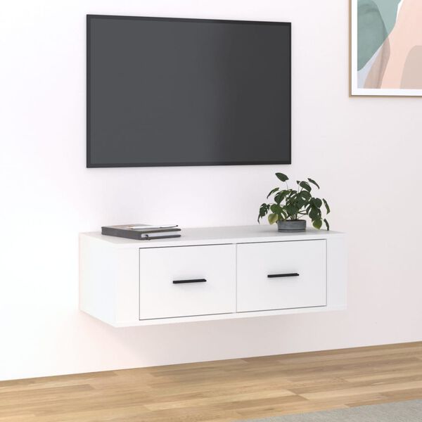 vidaXL TV Cabinet White Engineered wood Medium TV Cabinet Rectangular
