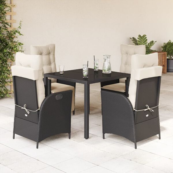 vidaXL Garden Dining Set Black,Cream white
