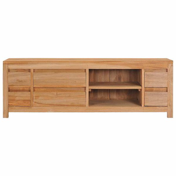 vidaXL TV Cabinet Teak Brown Solid Teak Wood Medium
