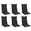 vidaXL Highback Chair Cushion Set of 6 Black