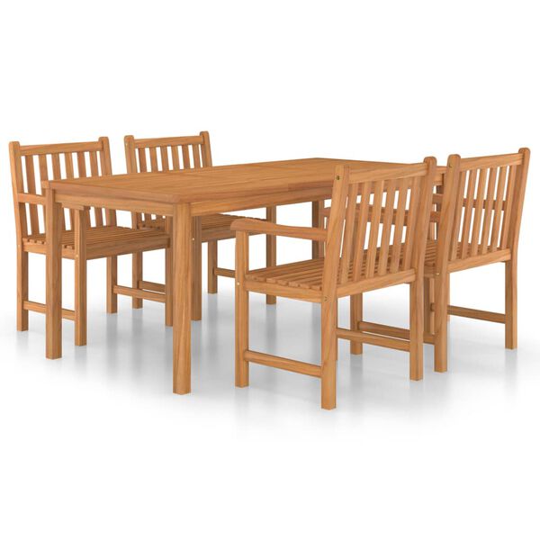 vidaXL Garden Dining Set Teak Brown Solid Teak Wood 5 Piece Set Durable