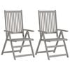 vidaXL Garden Chair Set of 4 Grey Solid Acacia wood Medium
