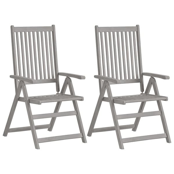 vidaXL Garden Chair Set of 4 Grey Solid Acacia wood Medium