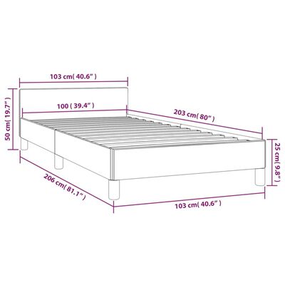 vidaXL Bed Frame with Headboard Light Gray 39.4"x79.9" Twin XL Velvet