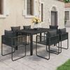 vidaXL Dining Set Black PVC rattan, Powder-Coated Steel, WPC, Aluminum
