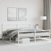 vidaXL Bed Frame White Steel Full Rectangular Modern Metal Bed Frame