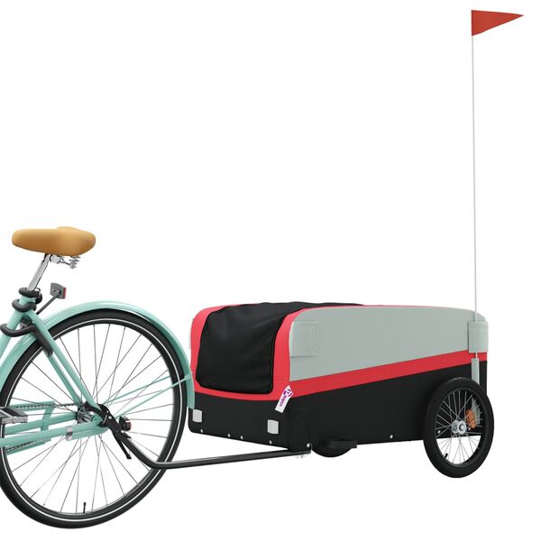 vidaXL Bike Trailer Black and Red 99.2 lb Iron