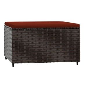 vidaXL Patio Footrest Brown with Cinnamon Red Cushion PE rattan Medium