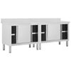 vidaXL Work Tables with Sliding Doors 2pcs 94.5"x19.7"x(37.4"-38.2") Stainless Steel