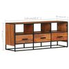 vidaXL TV Cabinet Honey Brown, Black Solid Acacia Wood, Powder-Coated Iron