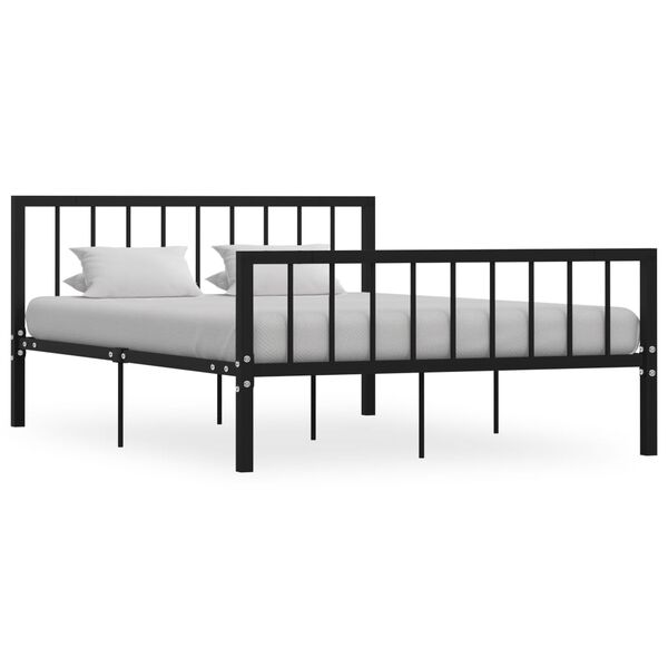 vidaXL Bed Frame Black Metal Double Durable Bed Frame Rectangular