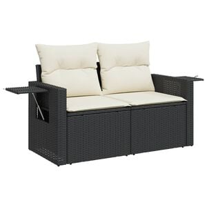 vidaXL Garden Sofa Black, Cream White