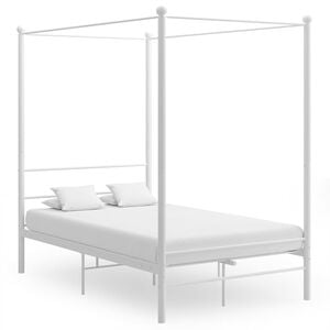 vidaXL Bed Frame White Powder-coated metal 47.2x78.7 in Bed Frame