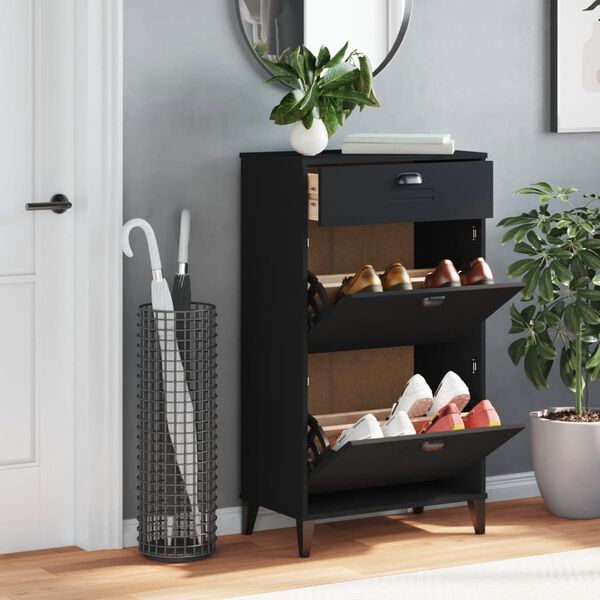 vidaXL Shoe Storage Black Engineered wood, Plastic Medium Shoe Storage