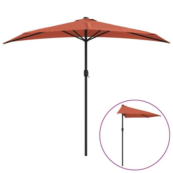 vidaXL Balcony Parasol Terracotta Polyester, Aluminum, Steel