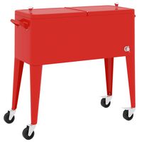 vidaXL Cooler Cart with Wheels Red 36.2"x16.9"x35"