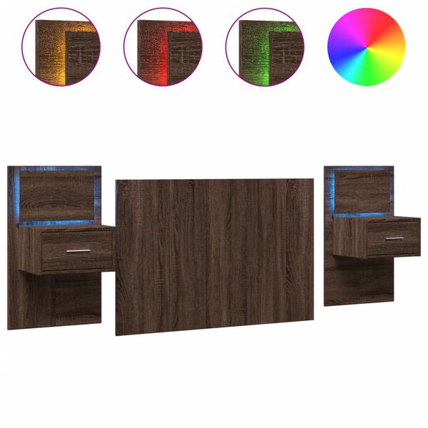 vidaXL Bed Headboard With Cabinet Brown Oak Engineered wood Standard