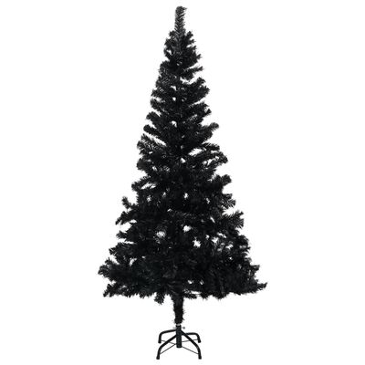 vidaXL Artificial Pre-lit Christmas Tree with Ball Set Black 59.1" PVC