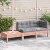 vidaXL Patio Sofa with Cushions and Footstool Solid Wood Douglas