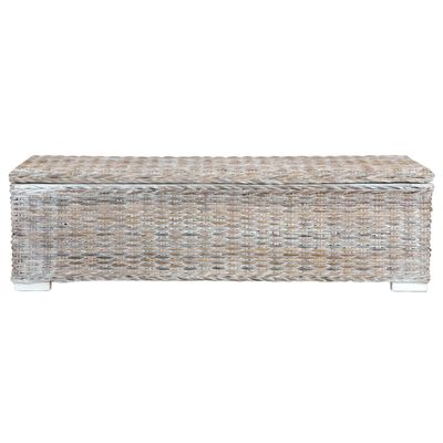 vidaXL Storage Box 47.2" White Kubu Rattan and Solid Mango Wood