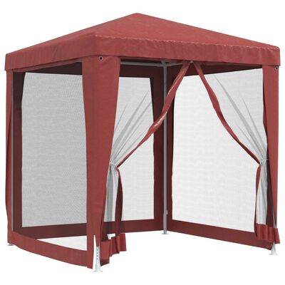 vidaXL Party Tent with 4 Mesh Sidewalls Red 6.6'x6.6' HDPE