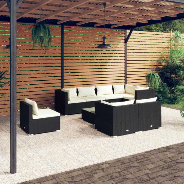 vidaXL Garden Lounge Set Black, Cream