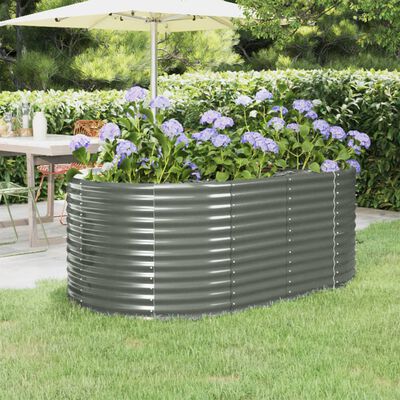 vidaXL Garden Raised Bed Powder-coated Steel 68.9"x39.4"x26.8" Gray