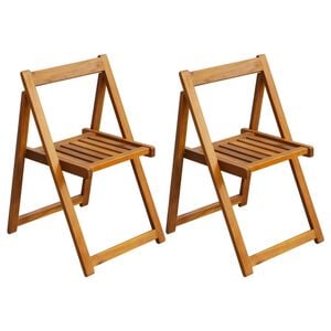 vidaXL Folding Chair Set of 2 Natural wood Acacia wood Medium Foldable