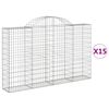 vidaXL Gabion Basket Set of 15 Silver Galvanized iron Large