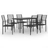 vidaXL Dining Set Black Glass Large Durable Dining Set Rectangular