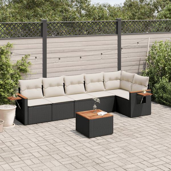 vidaXL Garden Sofa Set Black, Cream White